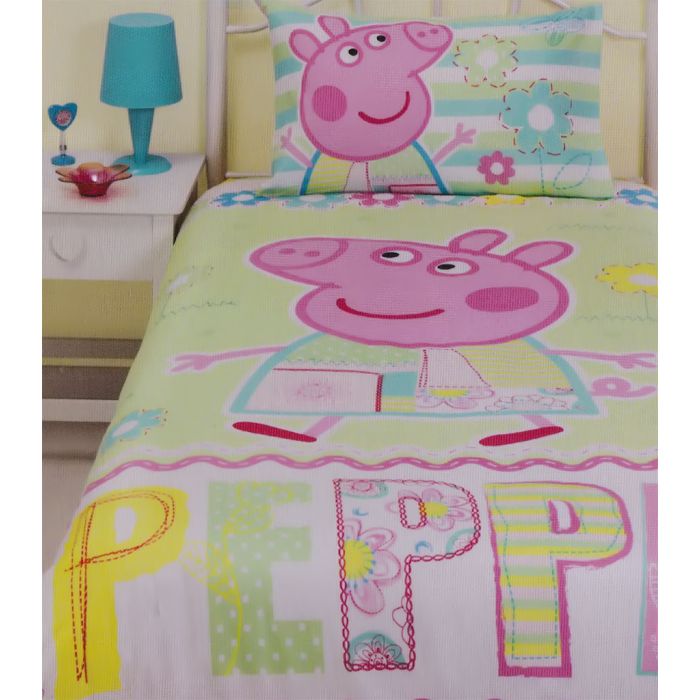 Pink pig girl quilt-Pink and lime green baby quilt-pig nursery