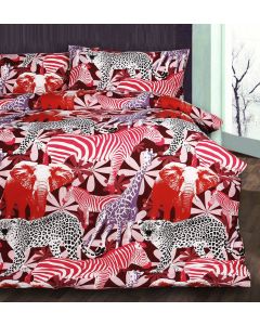 Retro Jungle Red Quilt Cover Set